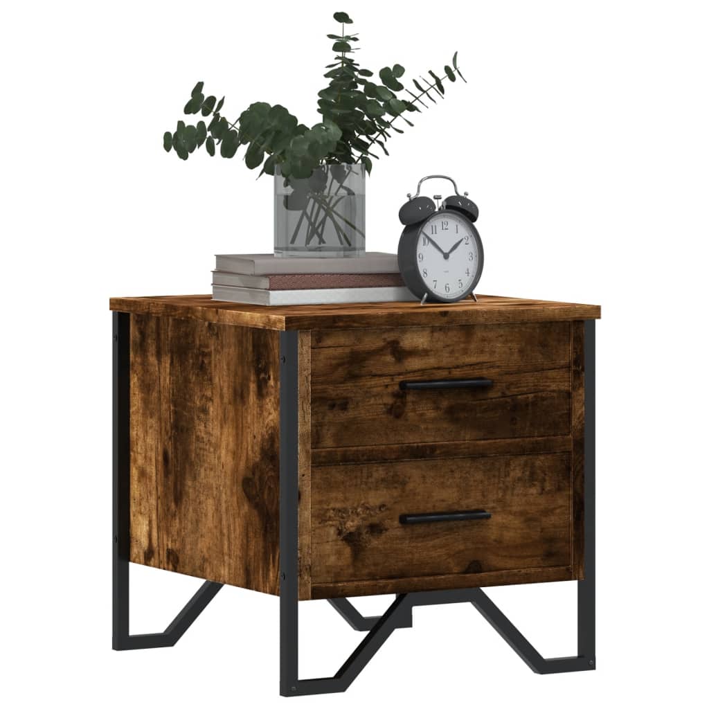 vidaXL Κομοδίνο Καπνιστή Δρυς 40x41x40 εκ. από Επεξεργασμένο Ξύλο