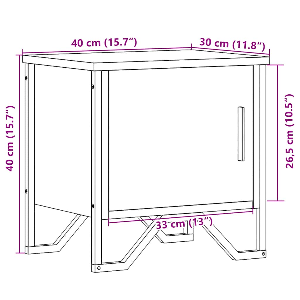 vidaXL Κομοδίνα 2 τεμ. Καπνιστή Δρυς 40x30x40 εκ. από Επεξεργ. Ξύλο