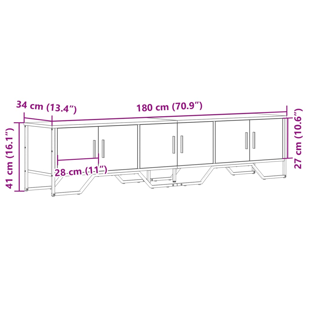 vidaXL Έπιπλο Τηλεόρασης Γκρι Sonoma 180x34x41 εκ. από Επεξεργ. Ξύλο