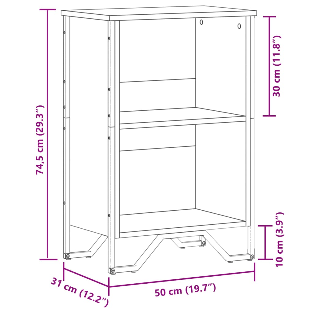 vidaXL Βιβλιοθήκη Γκρι Sonoma 50x31x74,5 εκ. από Επεξεργ. Ξύλο