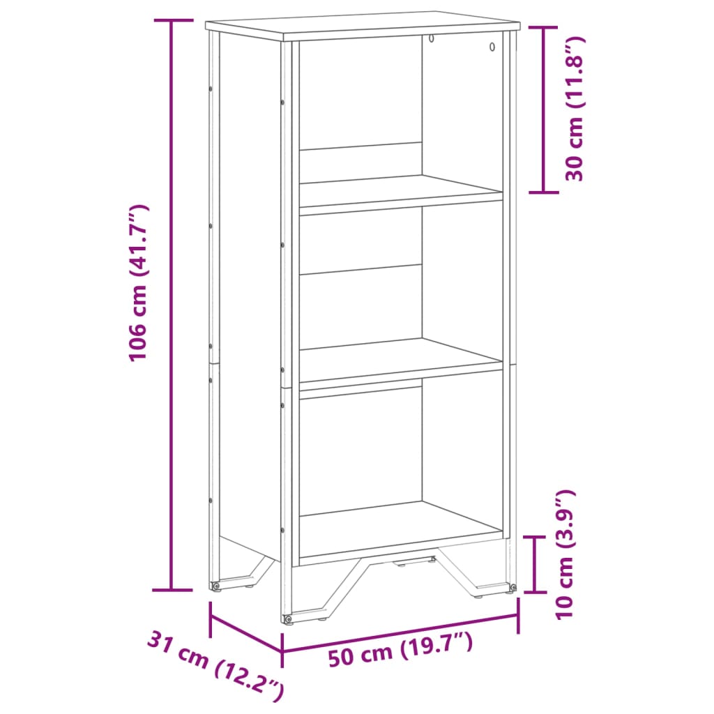 vidaXL Βιβλιοθήκη Γκρι Sonoma 50x31x106 εκ. από Επεξεργ. Ξύλο