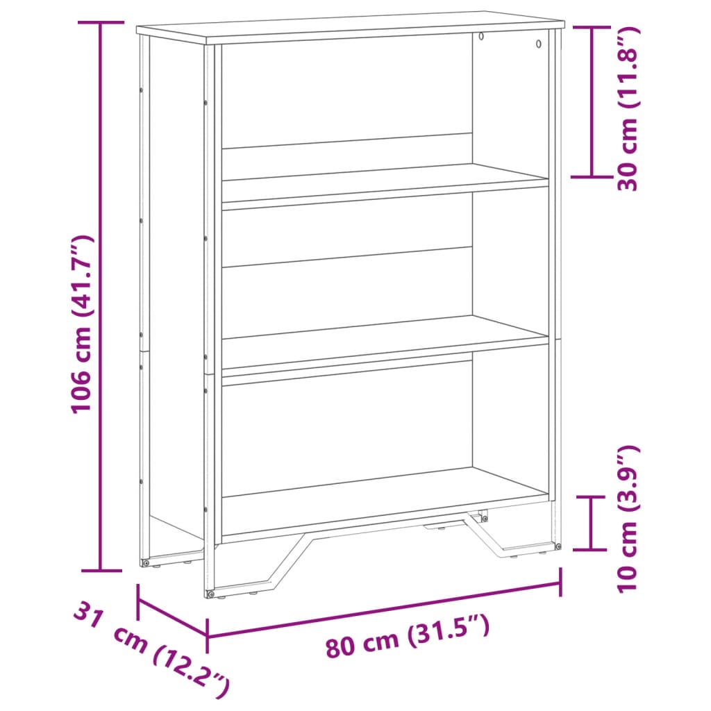vidaXL Βιβλιοθήκη Καπνιστή Δρυς 80x31x106 εκ. από Επεξεργασμένο Ξύλο