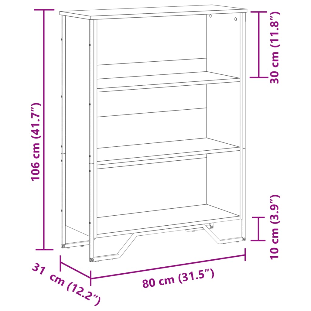 vidaXL Βιβλιοθήκη Γκρι Sonoma 80x31x106 εκ. από Επεξεργ. Ξύλο