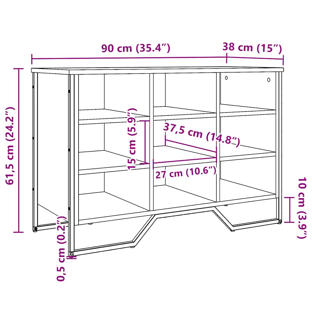 vidaXL Παπουτσοθήκη Sonoma Δρυς 90x38x61,5 εκ. από Επεξεργασμένο Ξύλο