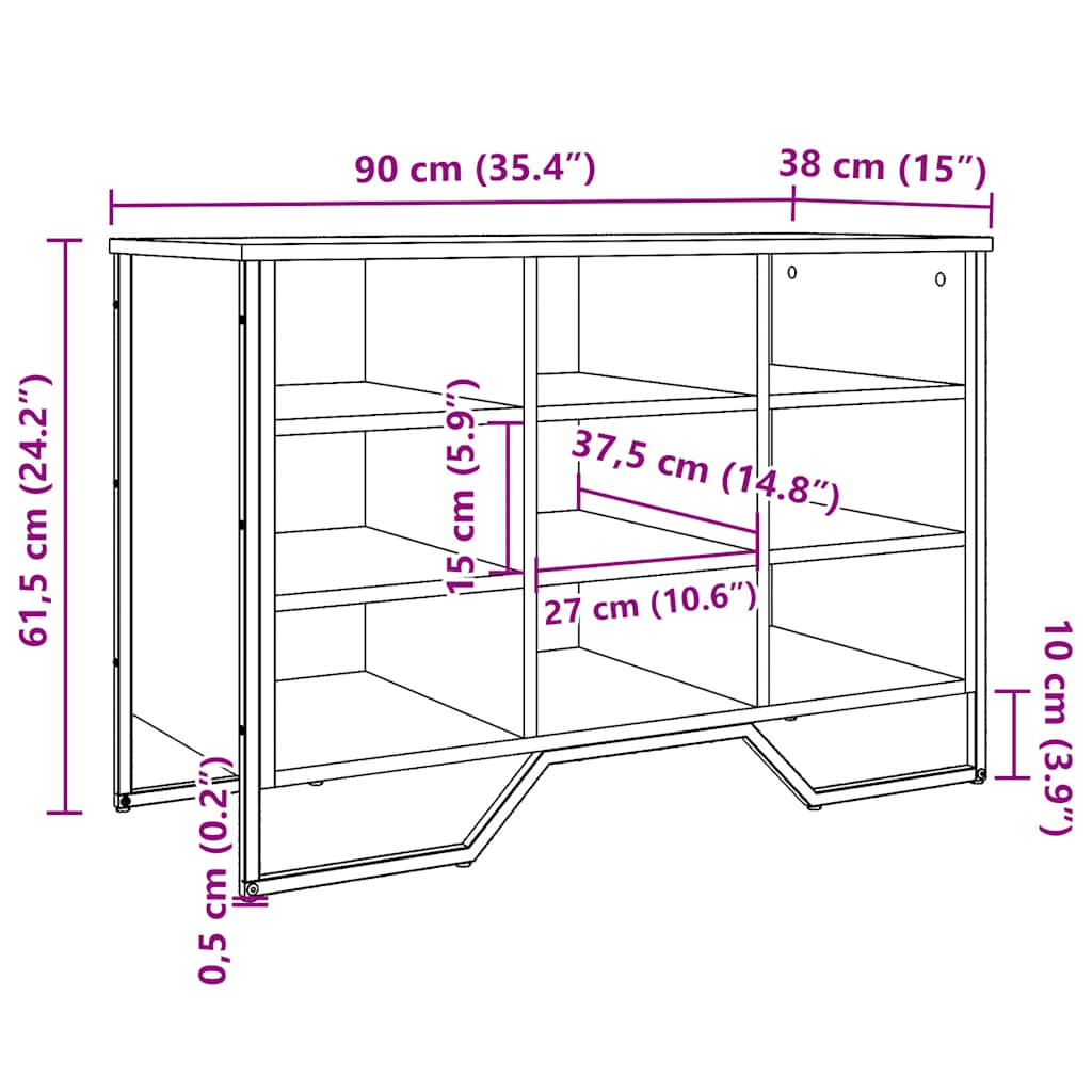 vidaXL Παπουτσοθήκη Καπνιστή Δρυς 90x38x61,5εκ. από Επεξεργασμένο Ξύλο