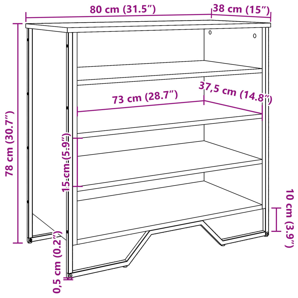 vidaXL Παπουτσοθήκη Sonoma Δρυς 80x38x78 εκ. από Επεξεργασμένο Ξύλο