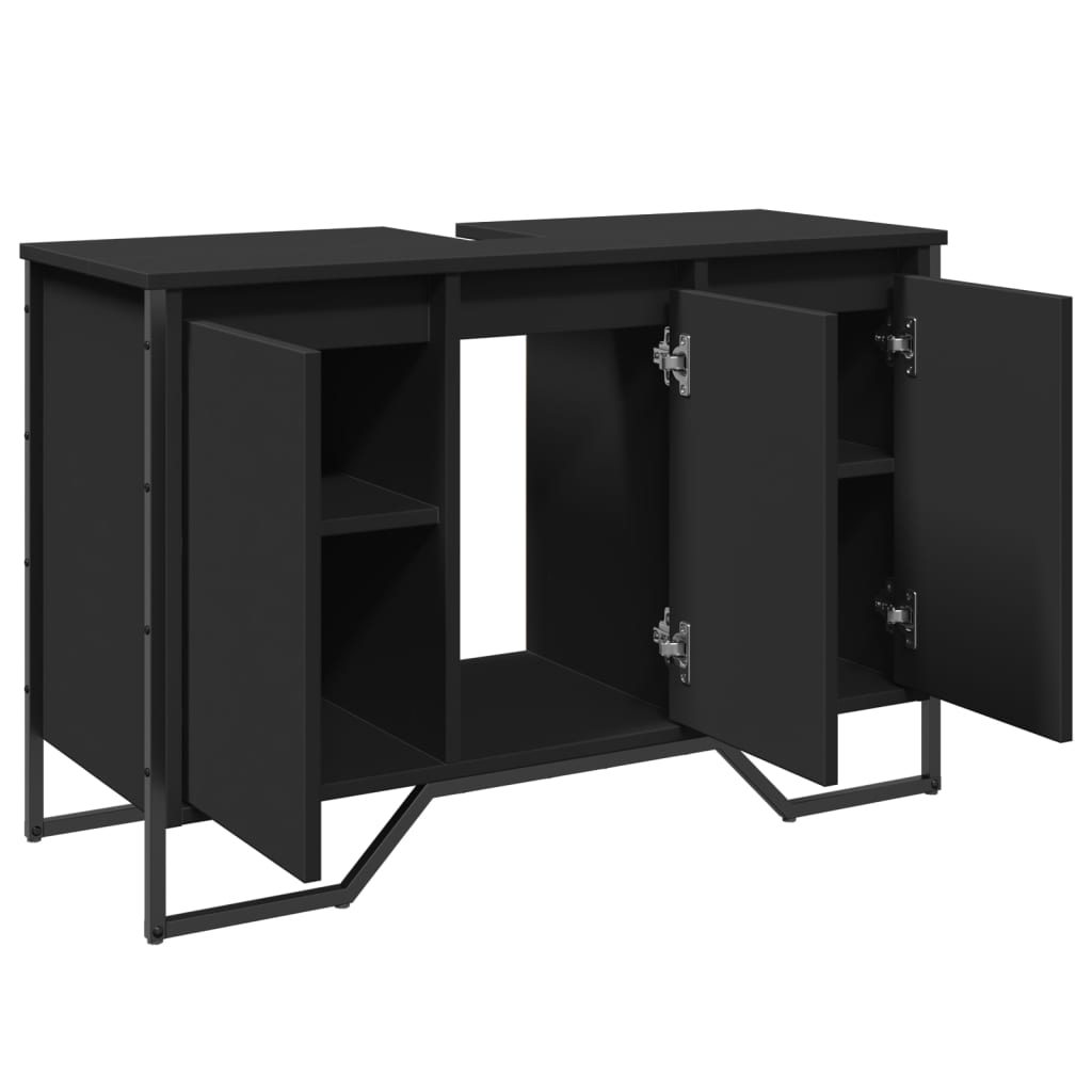 vidaXL Ντουλάπι Νιπτήρα Μπάνιου Μαύρο 91x35x60 εκ. Επεξεργασμένο Ξύλο