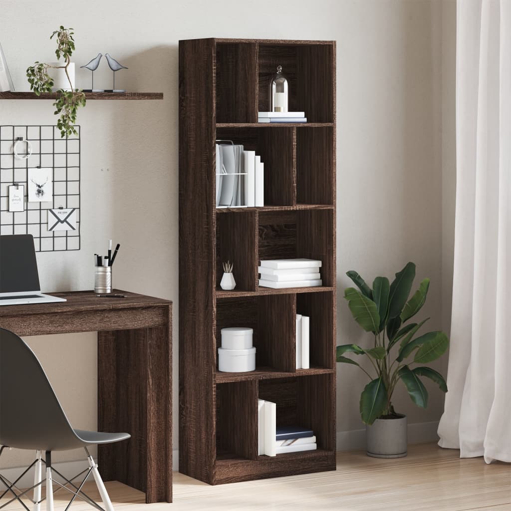 vidaXL Βιβλιοθήκη Καφέ Δρυς 57x28,5x174 εκ. από Επεξεργασμένο Ξύλο