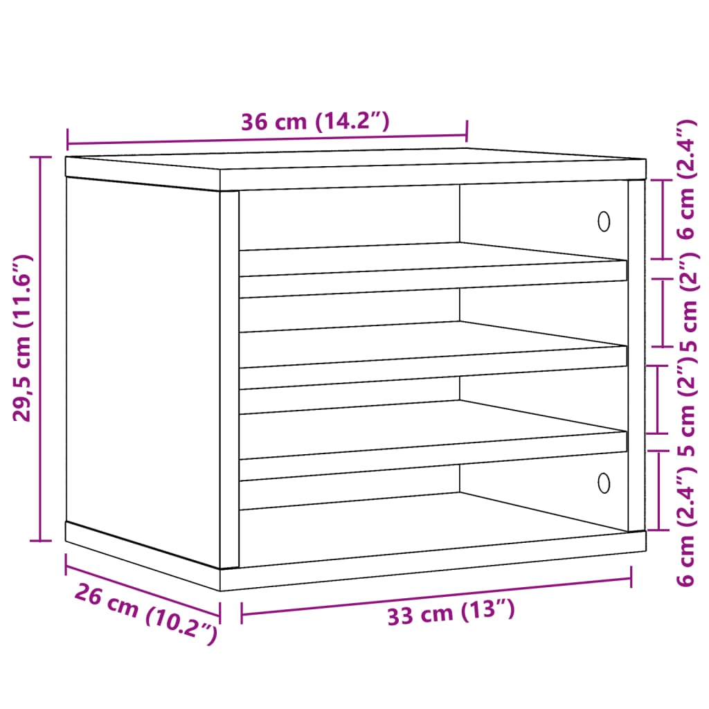 vidaXL Έπιπλο Οργάνωσης Γραφείου Sonoma Δρυς 36x26x29,5εκ Επεξ. Ξύλο