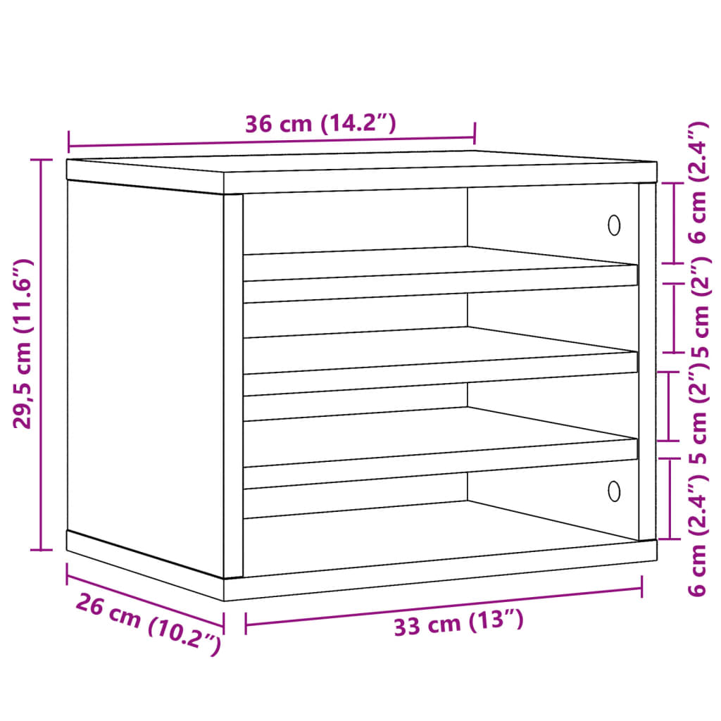 vidaXL Έπιπλο Οργάνωσης Γραφείου Καφέ Δρυς 36x26x29,5εκ Επεξ. Ξύλο