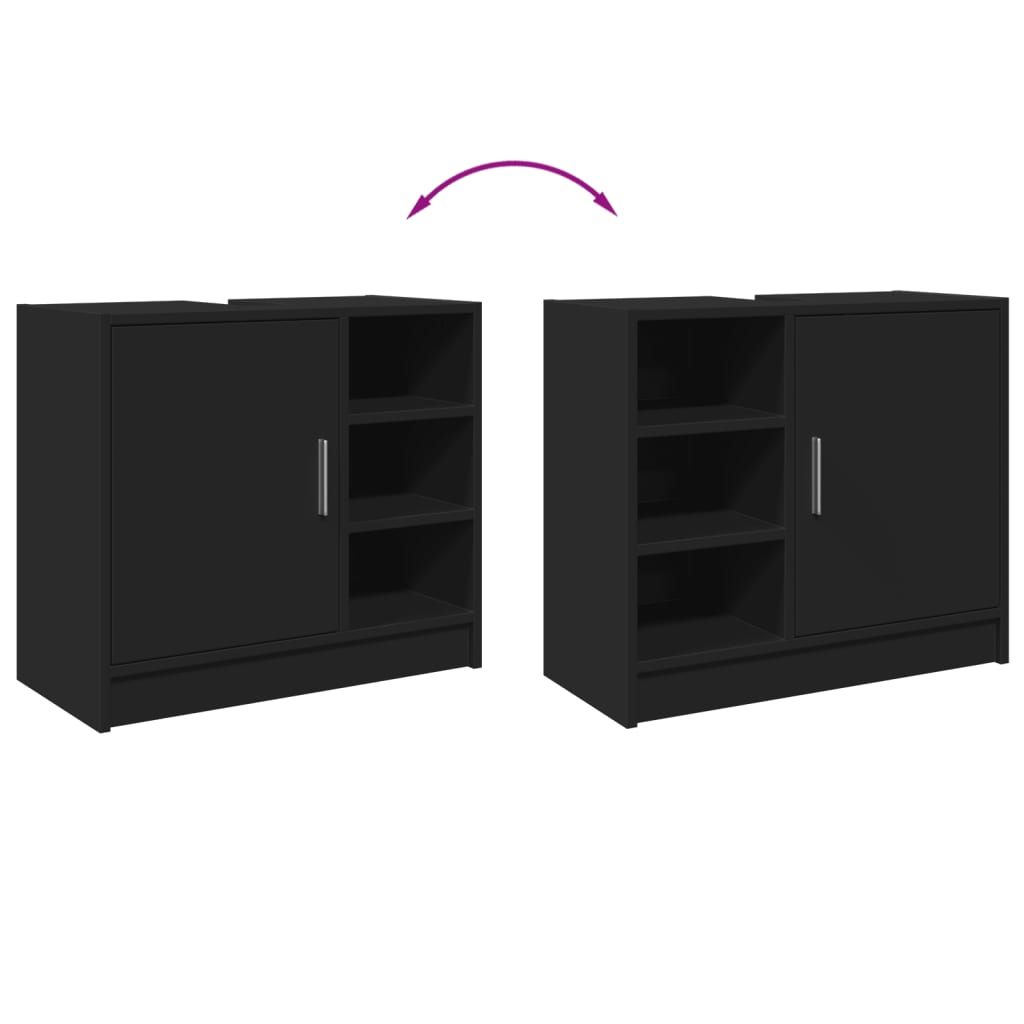 vidaXL Ντουλάπι Νιπτήρα Μαύρο 63x29x55 εκ. Επεξεργασμένο Ξύλο