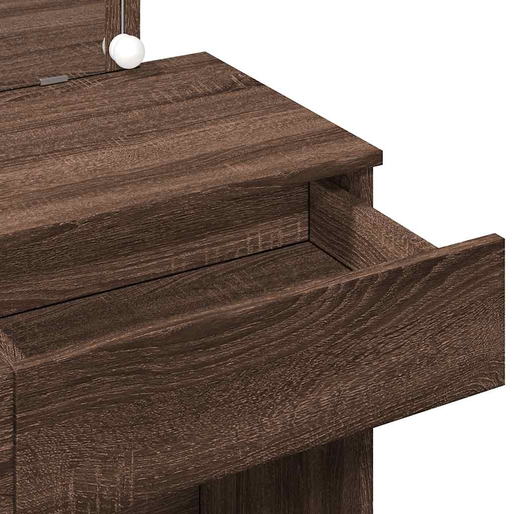 vidaXL Μπουντουάρ με LED Καφέ Δρυς 100x40x120 εκ.