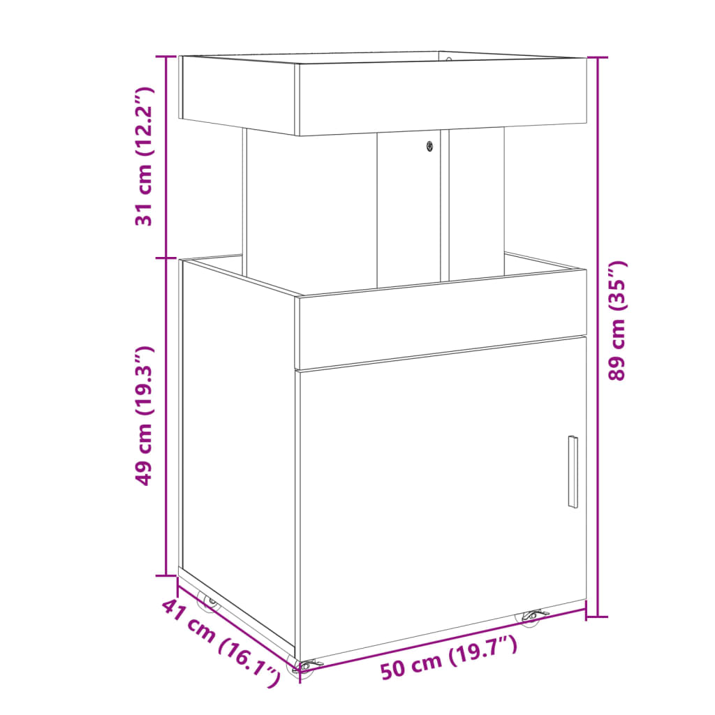 vidaXL Τρόλεϊ Μπαρ Καπνιστή Δρυς 50x41x89 εκ. Επεξ. Ξύλο