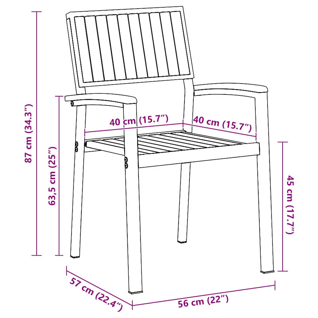 vidaXL Καρέκλα Κήπου 6 pcs Καφέ 56 x 57 x 87εκ. Μασίφ ξύλο ακακίας