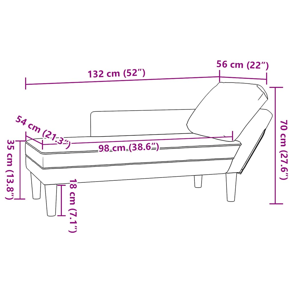 vidaXL Ανάκλιντρο Κίτρινο Υφασμάτινο με Μαξιλάρι και Βελούδινο