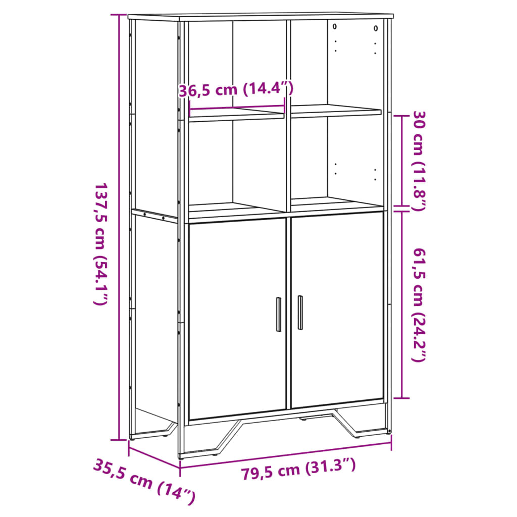 vidaXL Ντουλάπι Sonoma Δρυς 79,5x35,5x137,5 εκ. Επεξεργασμένο Ξύλο