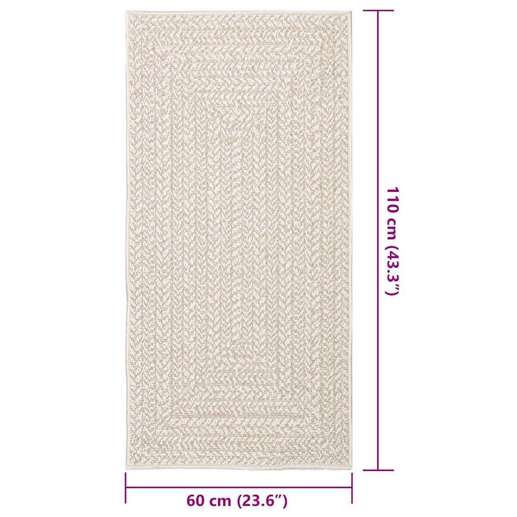 vidaXL Χαλί ZIZUR Κρεμ Όψη Γιούτας Εσωτ. & Εξωτ. Χώρου 60 x 110 εκ.