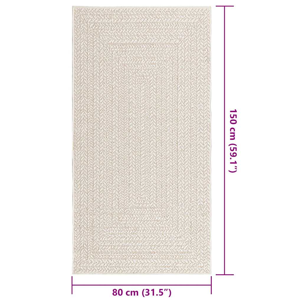 vidaXL Χαλί ZIZUR Κρεμ Όψη Γιούτας Εσωτ. & Εξωτ. Χώρου 80 x 150 εκ.