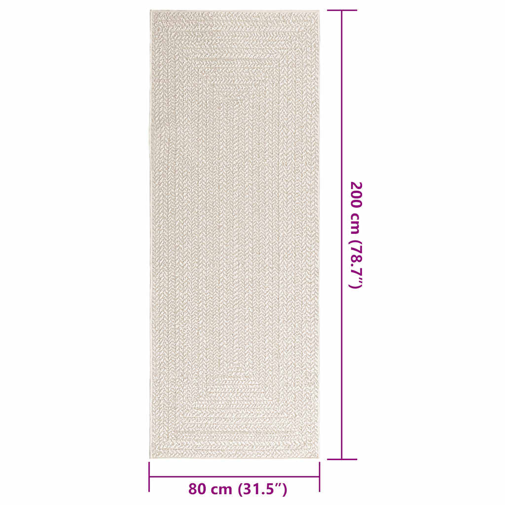 vidaXL Χαλί ZIZUR Κρεμ Όψη Γιούτας Εσωτ. & Εξωτ. Χώρου 80x200 εκ.