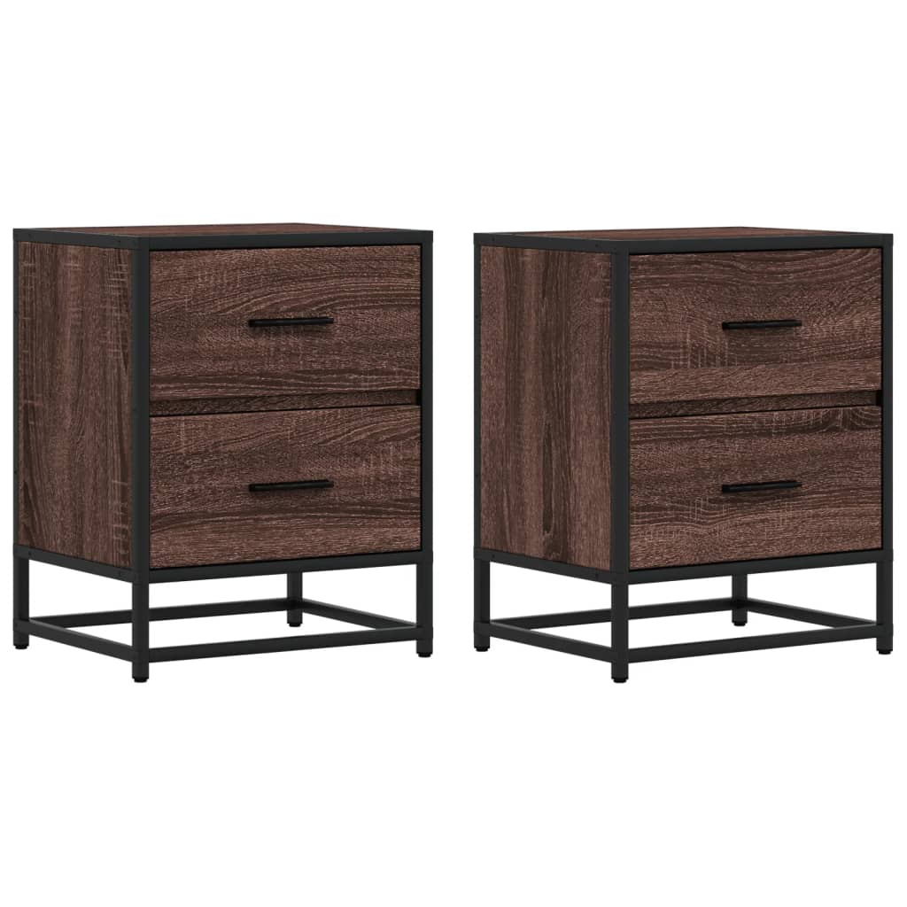 vidaXL Κομοδίνα 2 τεμ. Καφέ Δρυς 40x31x50 εκ. από Επεξεργασμένο Ξύλο