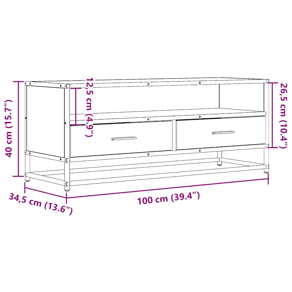 ντουλάπι τηλεόρασης vidaXL Καπνιστή δρυς 100x34,5x40 cm