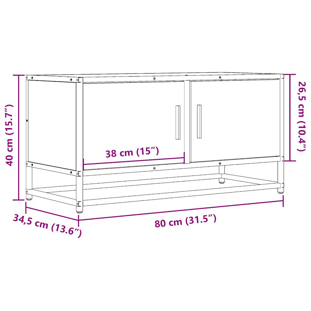 vidaXL Έπιπλο Τηλεόρασης Καπνιστή Δρυς 80x34,5x40εκ Επεξ. Ξύλο/Μέταλλο
