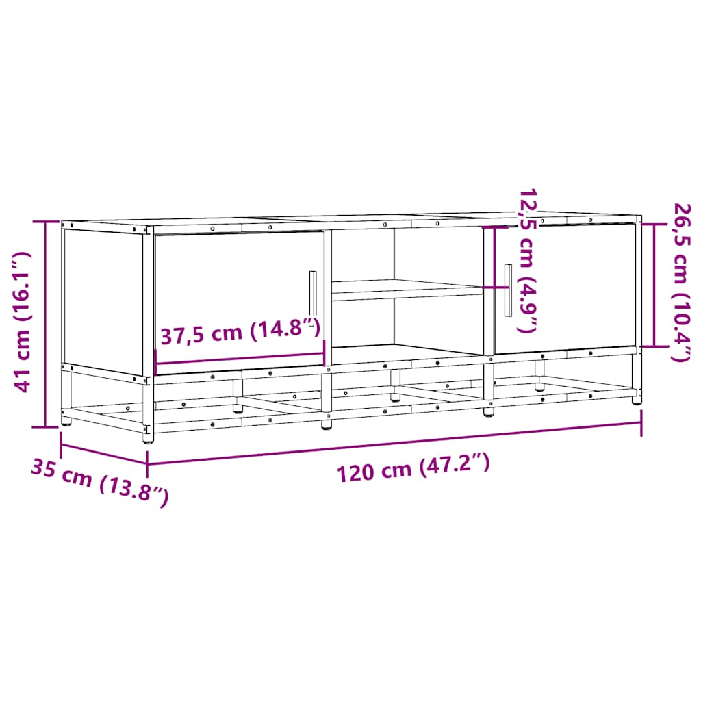 ντουλάπι τηλεόρασης vidaXL Καπνιστή δρυς 120x35x41 cm
