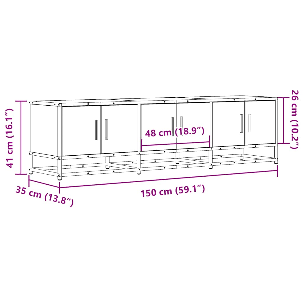 vidaXL Έπιπλο Τηλεόρασης Καπνιστή Δρυς 150x35x41 εκ Επεξ. Ξύλο/Μέταλλο