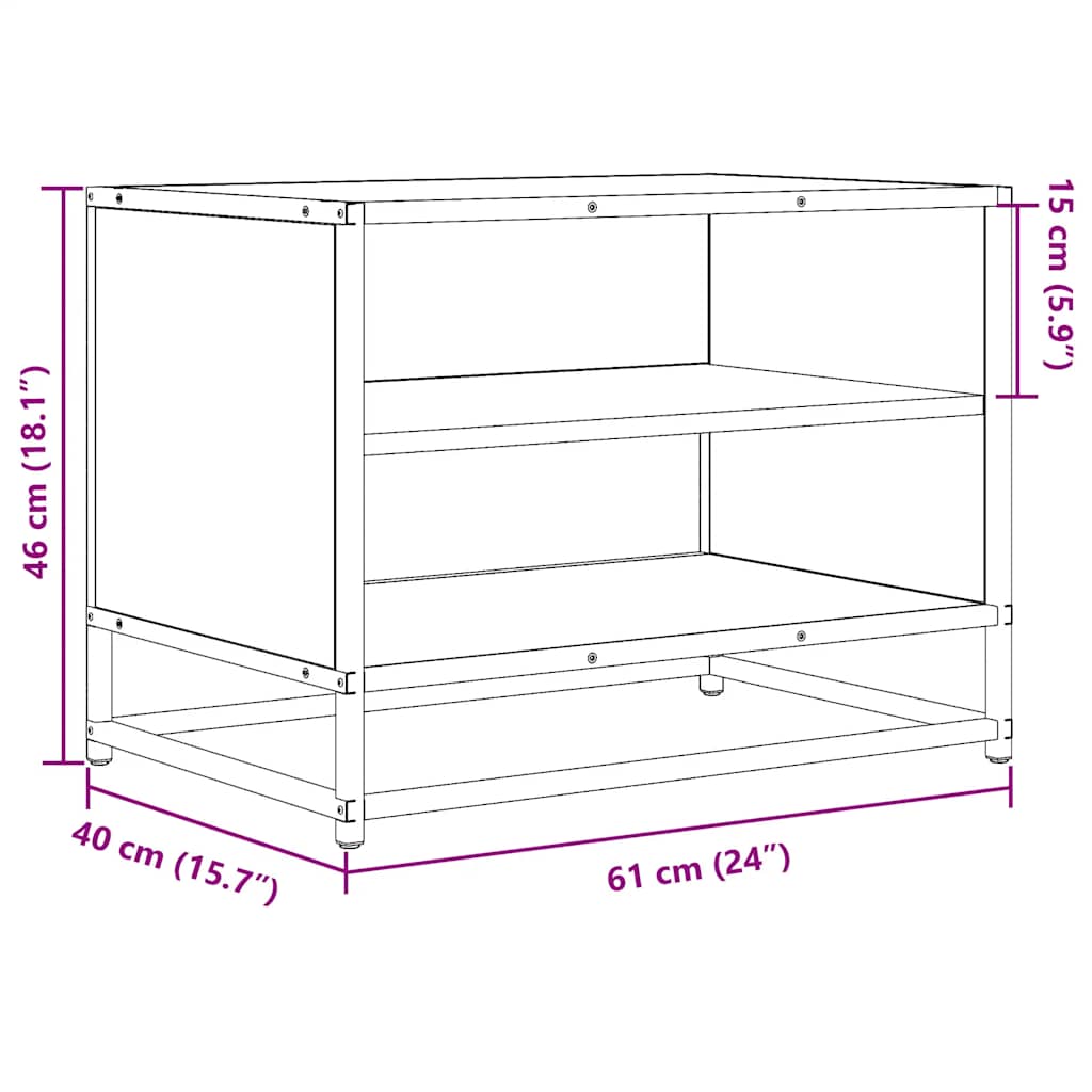 vidaXL Έπιπλο Τηλεόρασης Μαύρο 61x40x46 εκ. από Επεξεργ. Ξύλο/Μέταλλο