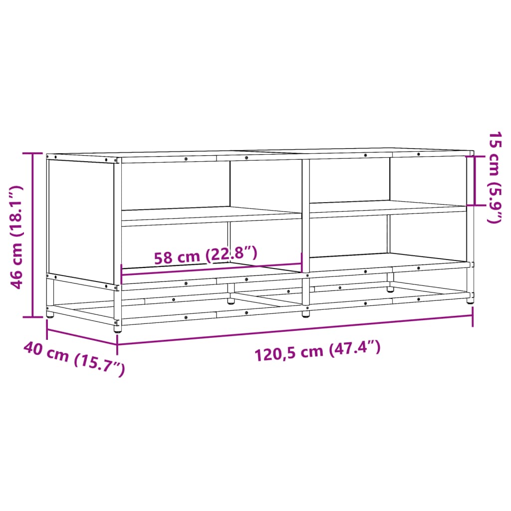 vidaXL Έπιπλο Τηλεόρασης Καπνιστή Δρυς 120,5x40x46εκ Επεξ.Ξύλο/Μέταλλο