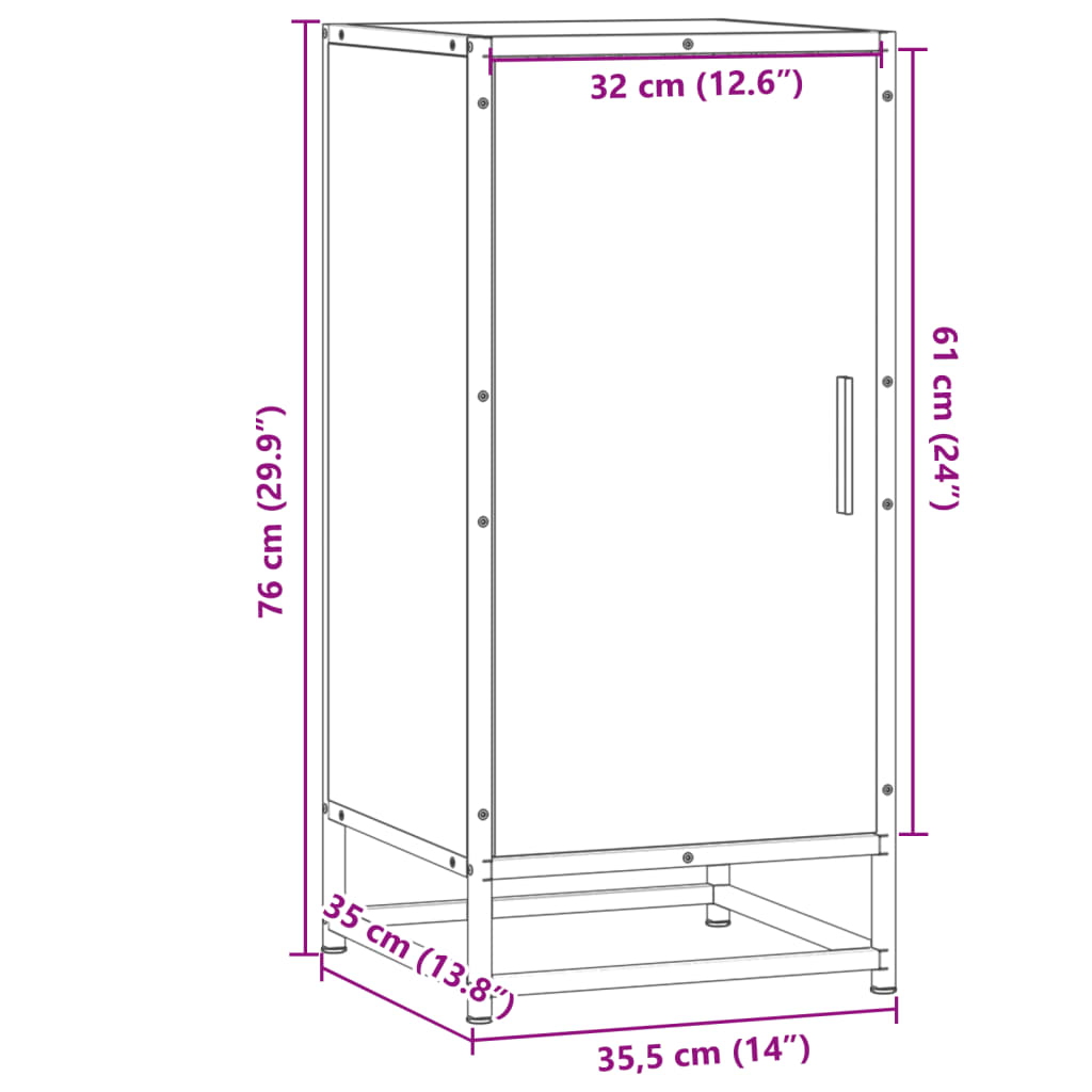 vidaXL Συρταριέρα Sonoma Δρυς 35,5x35x76 εκ. Επεξ. Ξύλο + Μέταλλο