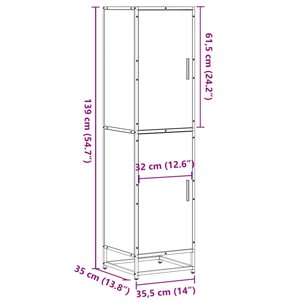 vidaXL Highboard καφέ δρυς Κατασκευασμένο ξύλο και μέταλλο