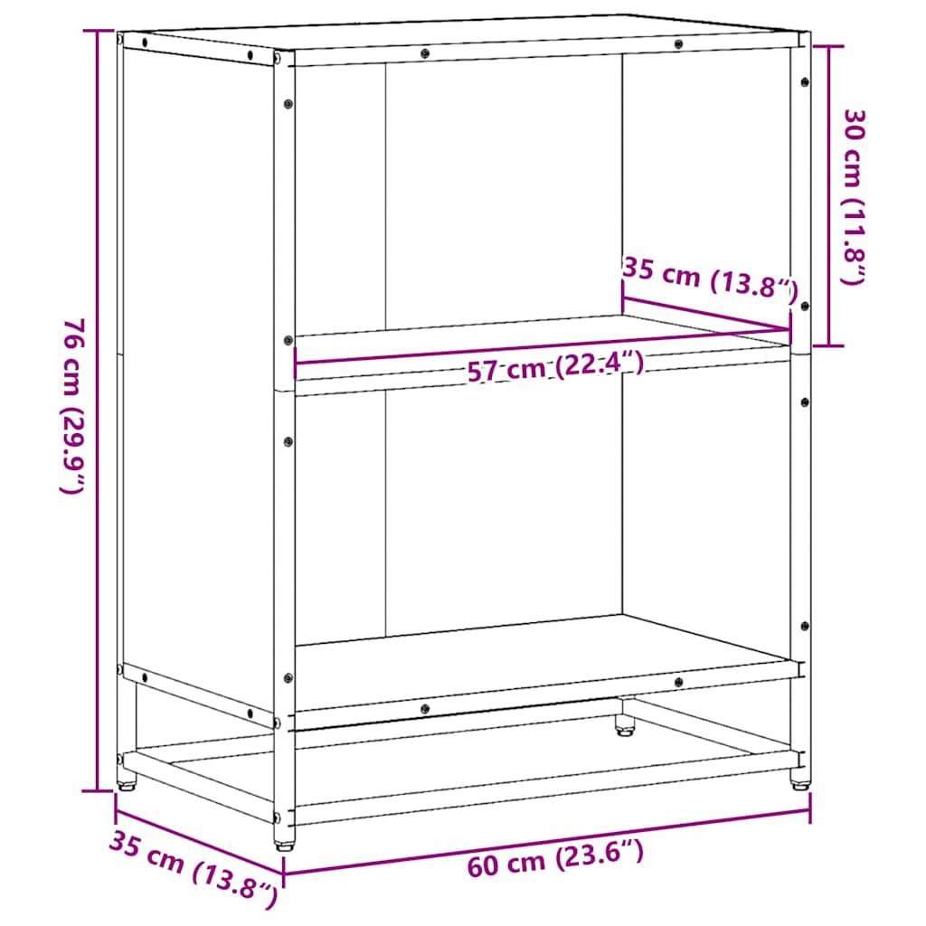 ντουλάπι βιβλίων vidaXL Γκρι Sonoma 60x35x76 cm Κατασκευασμένο ξύλο