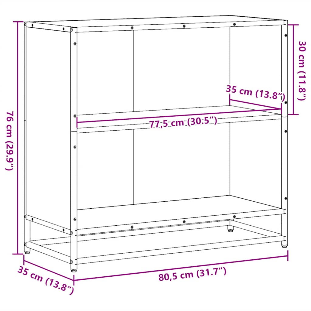 vidaXL Βιβλιοθήκη Καπνιστή Δρυς 80,5x35x76 εκ. από Επεξεργασμένο Ξύλο