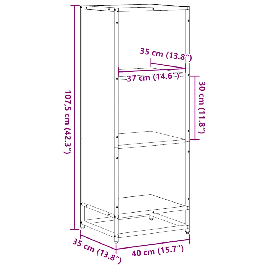 vidaXL Ντουλάπι βιβλίων καπνιστή βελανιδιά 40x35x107,5 cm