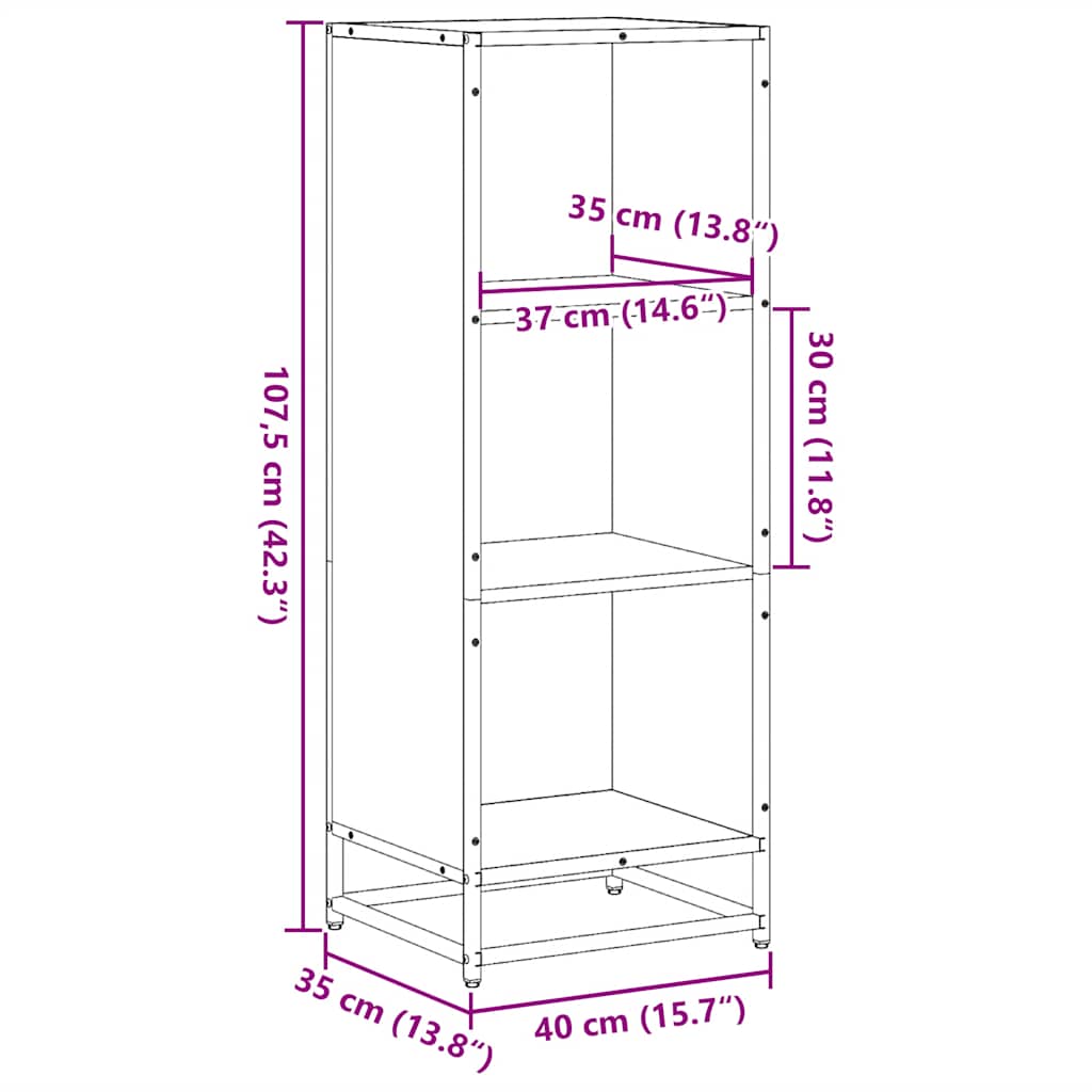 vidaXL Ντουλάπι βιβλίων Γκρι Sonoma 40x35x107,5 cm Κατασκευασμένο ξύλο