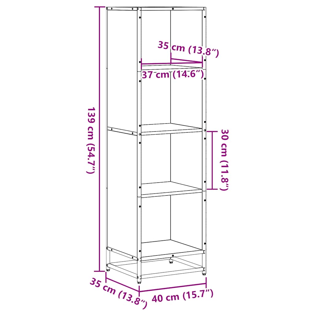 vidaXL Βιβλιοθήκη Γκρι Sonoma 40x35x139 εκ. από Επεξεργασμένο Ξύλο