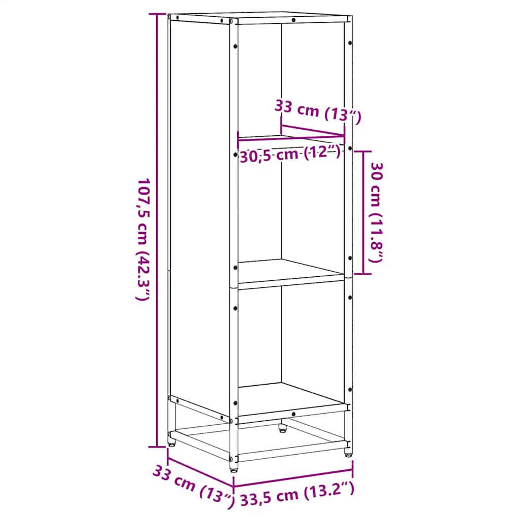 vidaXL Βιβλιοθήκη Sonoma Δρυς 33,5x33x107,5 εκ. Επεξεργασμένο Ξύλο