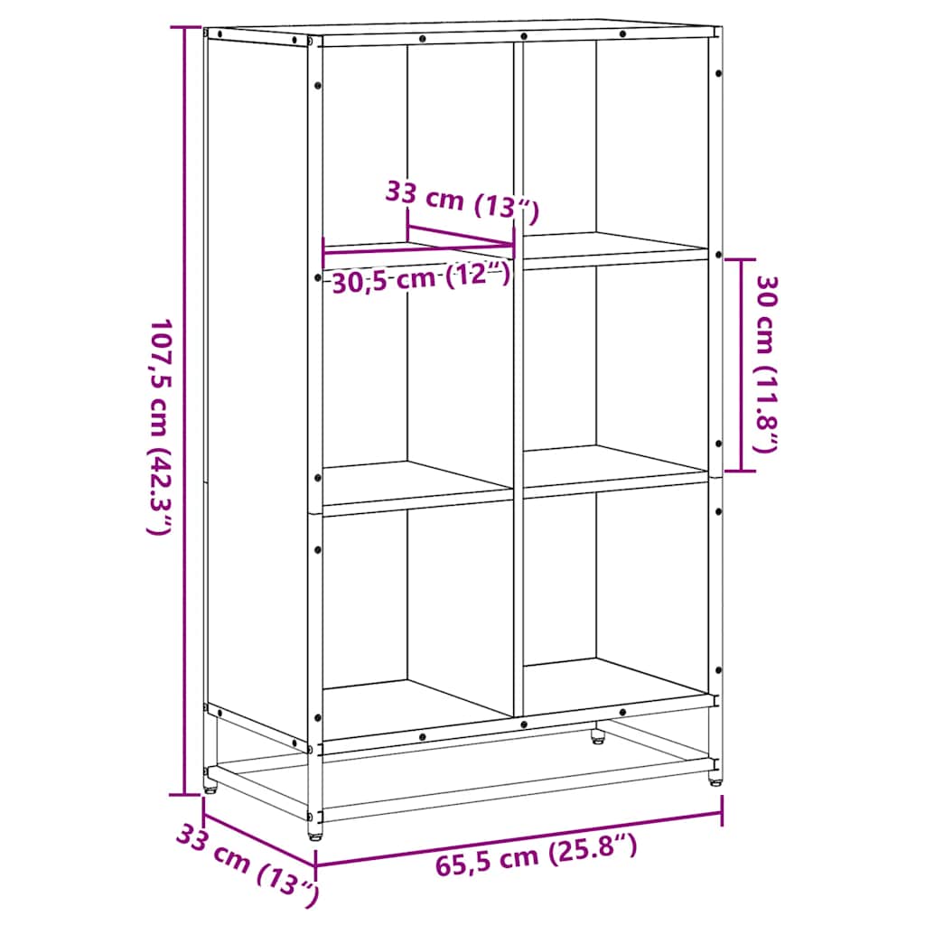 vidaXL Βιβλιοθήκη Χρώμα Sonoma Δρυς 65,5x33x107,5 εκ. Μοριοσανίδα