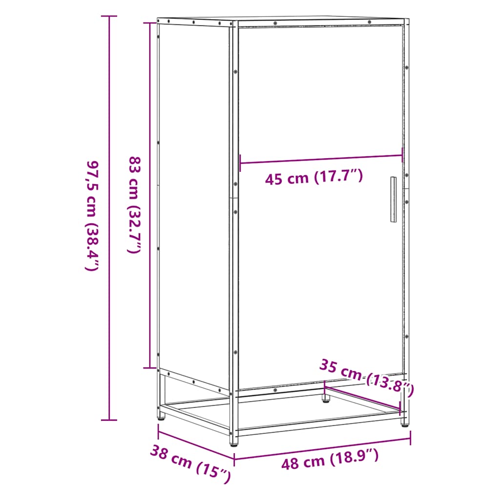 Ράφι παπουτσιών vidaXL Γκρι Sonoma 48x38x97,5 cm Κατασκευασμένο ξύλο