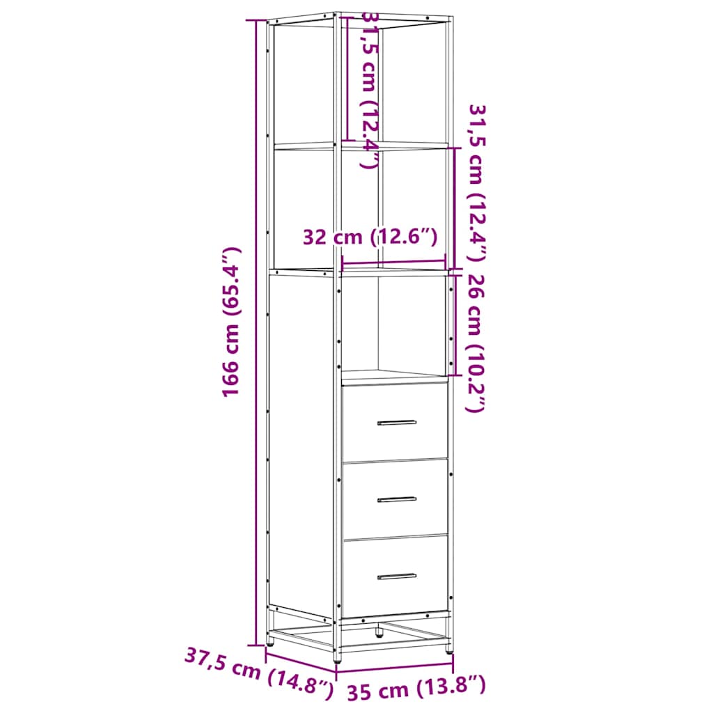 vidaXL Ντουλάπι μπάνιου καπνιστή βελανιδιά 35x37,5x166 cm