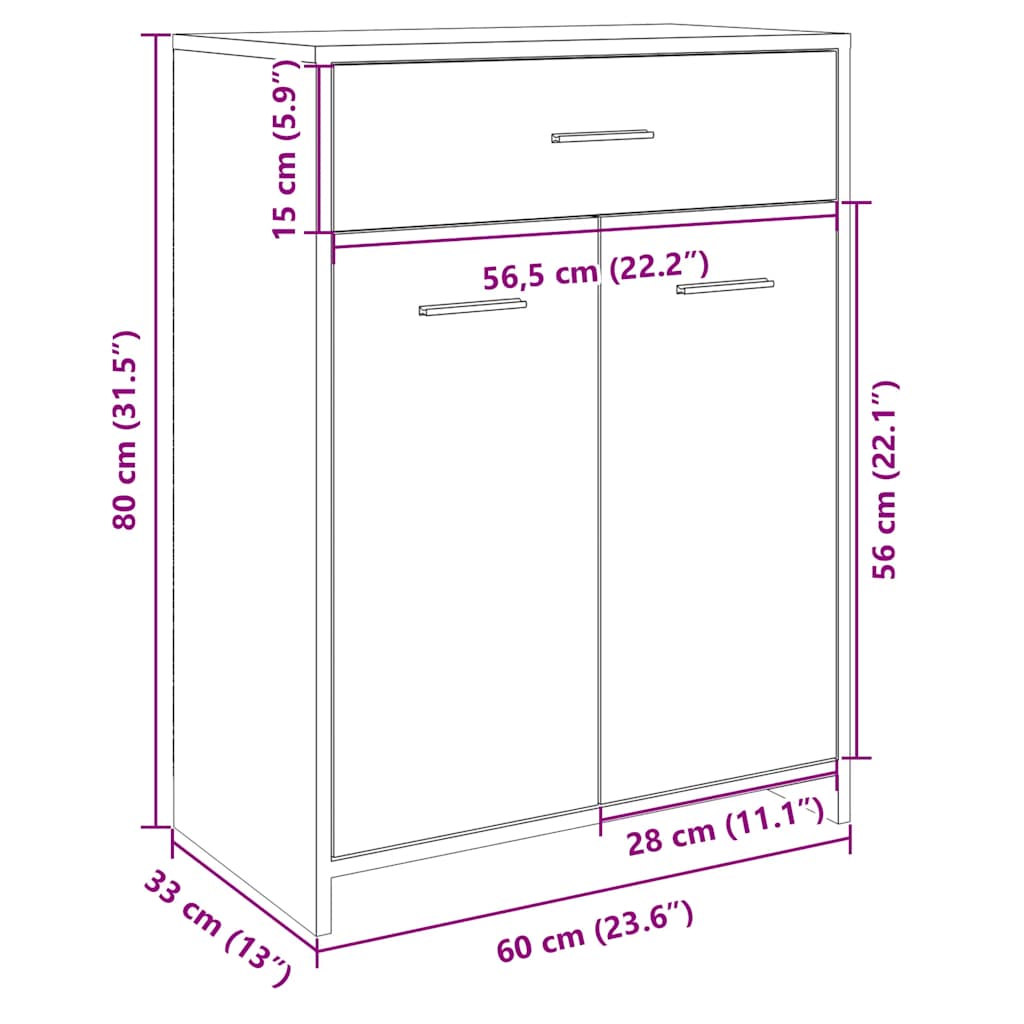 vidaXL Ντουλάπι Μπάνιου Sonoma Δρυς 60 x 33 x 80 εκ. από Επεξ. Ξύλο