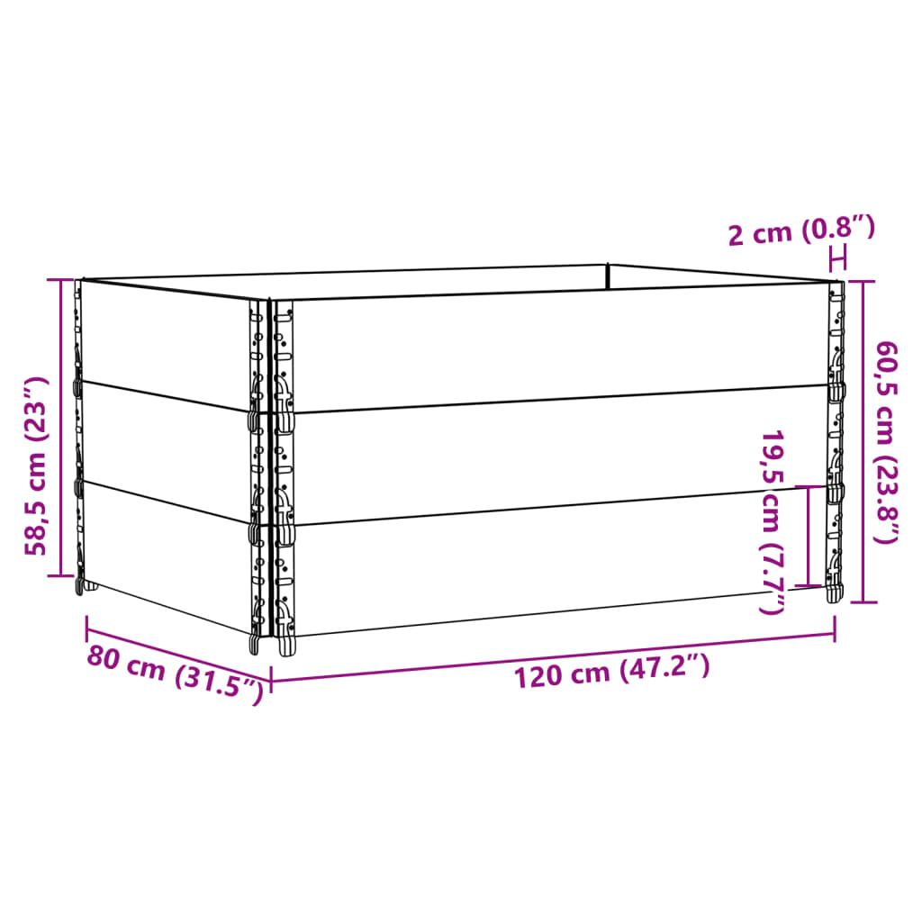 vidaXL Κολάρα Παλέτας 3 τεμ. Γκρι 120x80 εκ. από Μασίφ Ξύλο Πεύκου