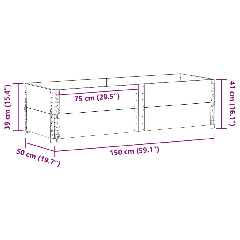 vidaXL Ζαρντινιέρα Κήπου Μαύρη 150x50 εκ. από Μασίφ Ξύλο Πεύκου