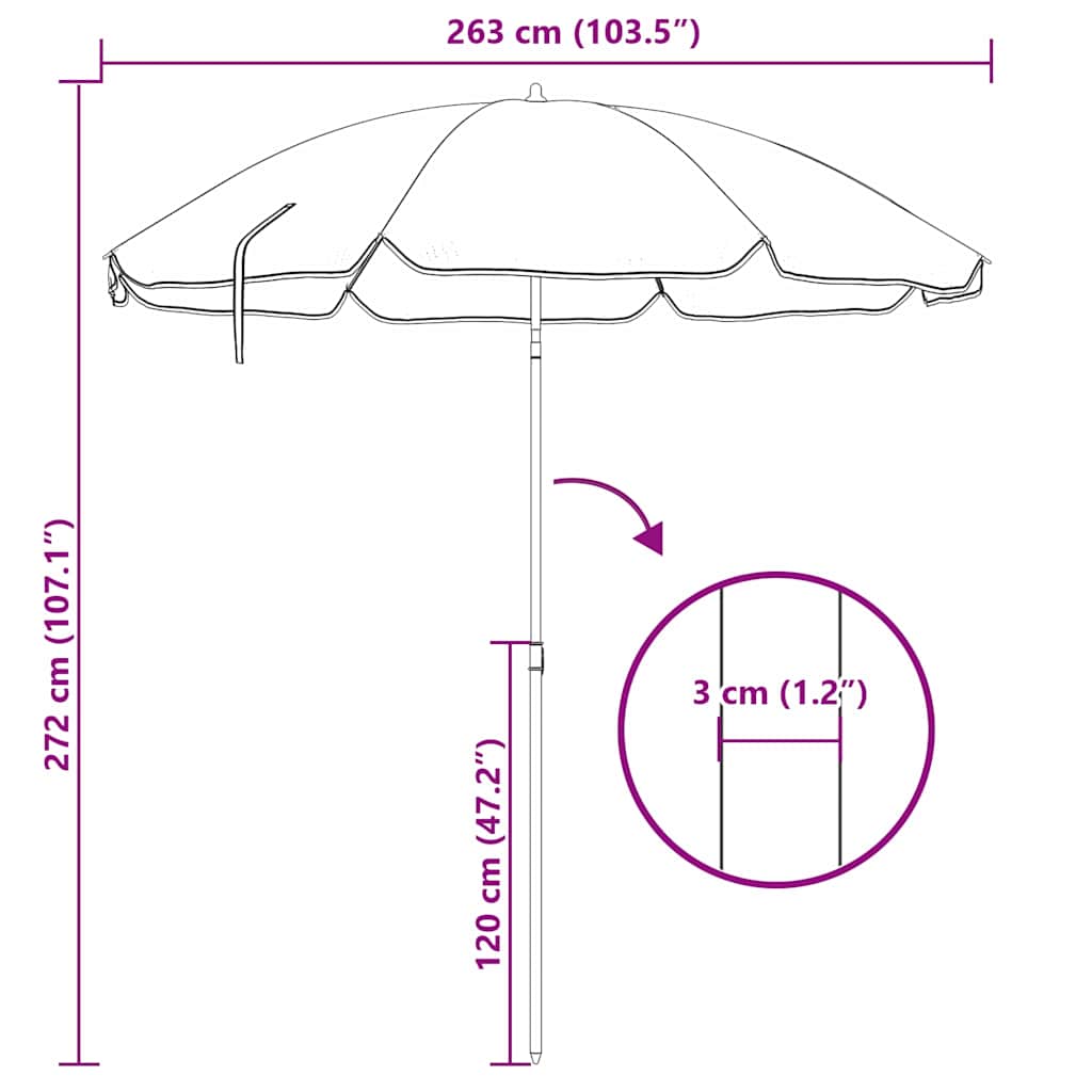 vidaXL Ομπρέλα Κήπου 263 x 263 x 272 εκ. 170T πολυεστέρας Παραλλαγή