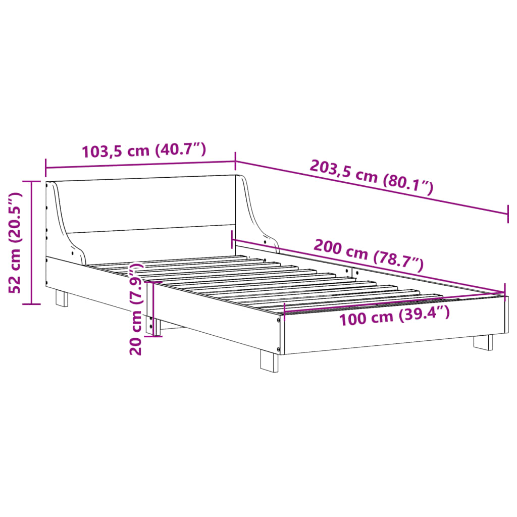 vidaXL Σκελετός Κρεβατιού Χωρίς Στρώμα Λευκό 100x200 εκ. Μασίφ Πεύκο