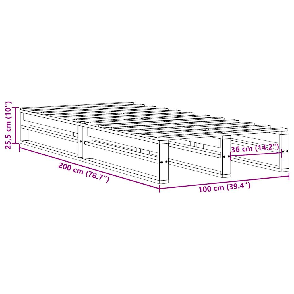 vidaXL Σκελετός Κρεβ. Χωρίς Στρώμα Καφέ Κεριού 100x200 εκ Μασίφ Πεύκο