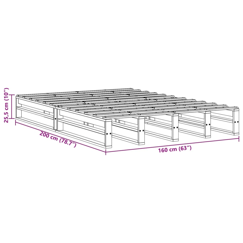 vidaXL Σκελετός Κρεβ. Χωρίς Στρώμα Καφέ Κεριού 160x200 εκ Μασίφ Πεύκο