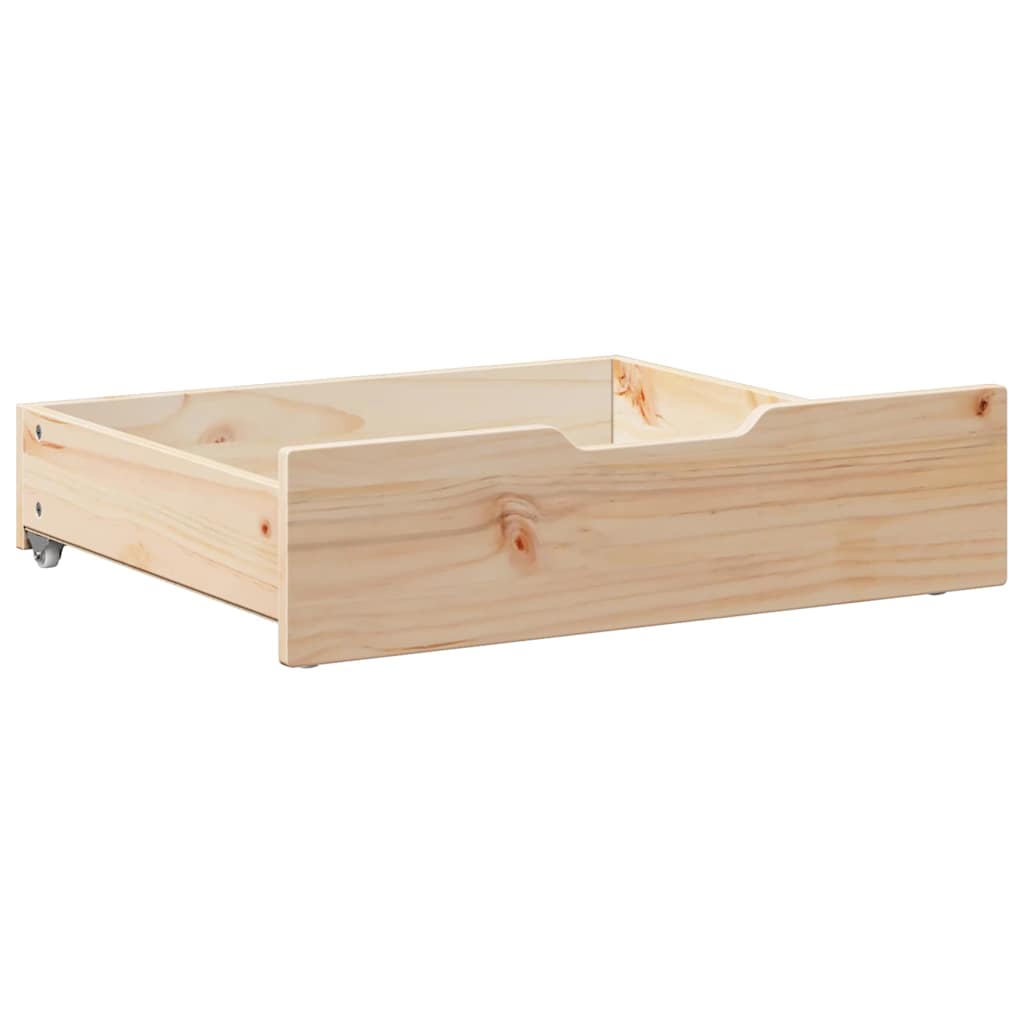 vidaXL Συρτάρια Κρεβατιού με Ροδάκια 2 τεμ. 75x55x17 εκ. Μασίφ Πεύκο