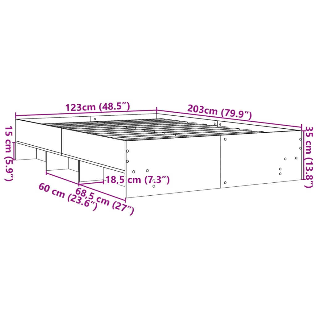 vidaXL Πλαίσιο Κρεβατιού Μαύρο 120x200 εκ. από Επεξεργασμένο Ξύλο